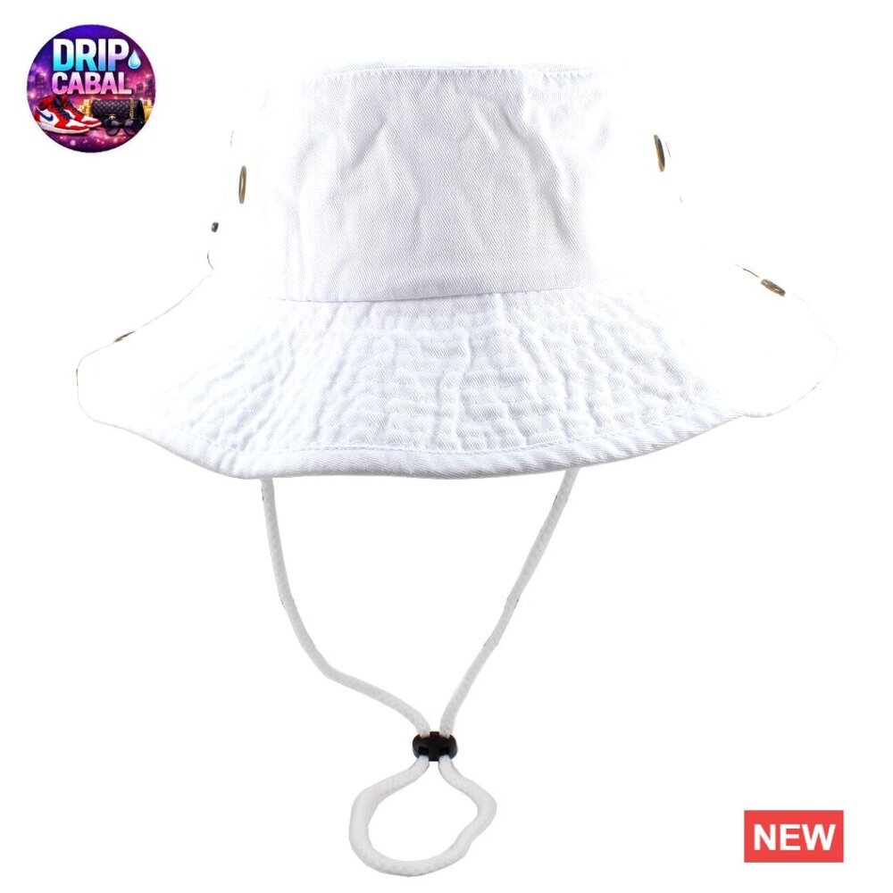 100% Cotton Adjustable Bucket Safari Sun Hat with Drawstring